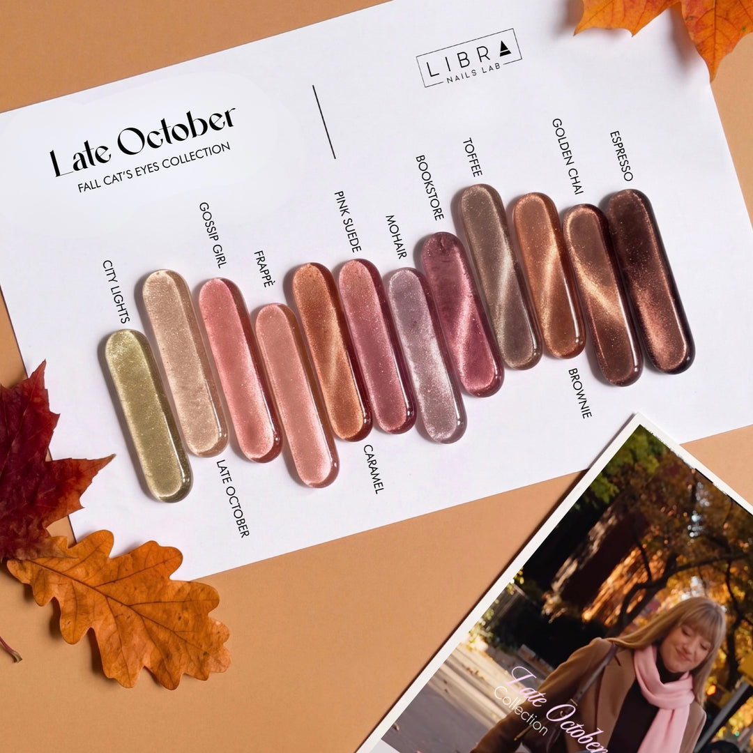 Late October – colección completa de 12 esmaltes Cat Eye Libra Nails Lab, tonos de otoño
