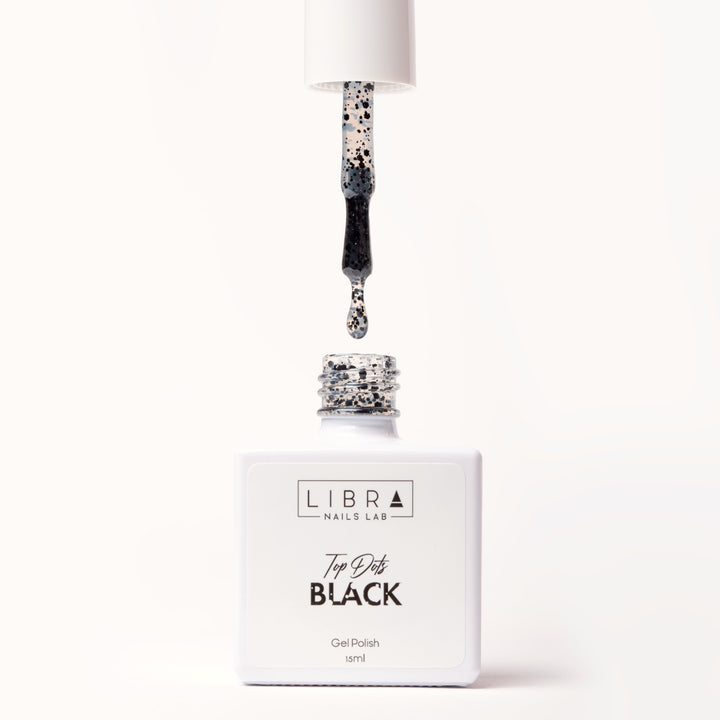 Top Dots Black -  Glossy Top with Black Pois - 15ml HEMA/TPO free