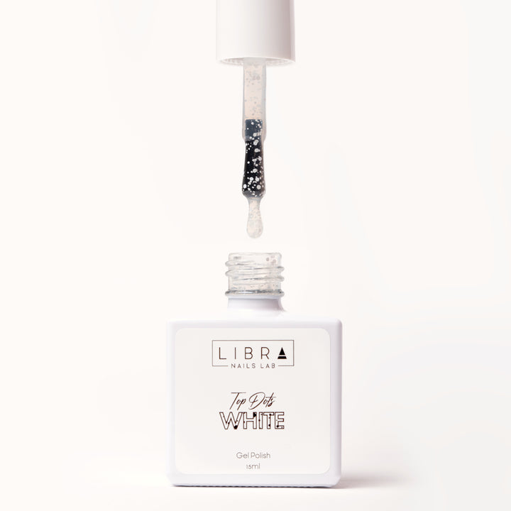 Top Dots White -  Glossy Top with White Pois - 15ml HEMA/TPO free