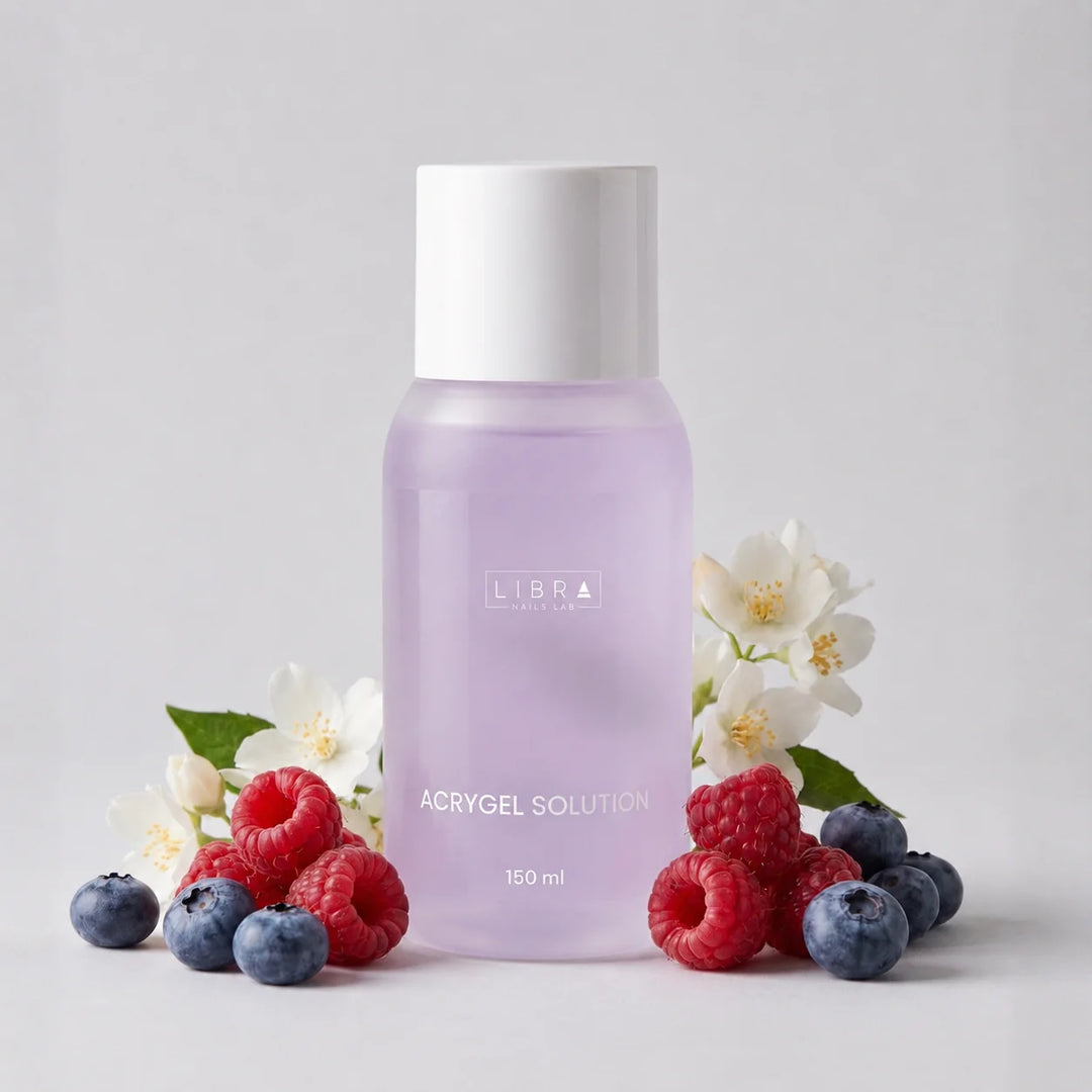 Acrigel Solución 150 ml Libra Nails Lab con frutos rojos y flores, aroma afrutado del líquido de trabajo